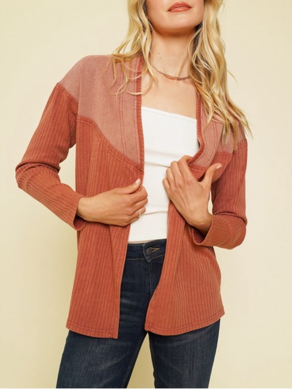 🍂SPECIAL🍂WASHED MIX MEDIA SHAWL COLLAR OPEN
CARDIGAN|MARSALA